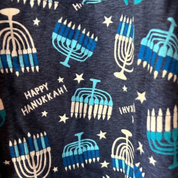 Women's Happy Hanukkah Glow In The Dark Short Sleeve Pajama/Shirt Top XL w tag - Picture 4 of 6